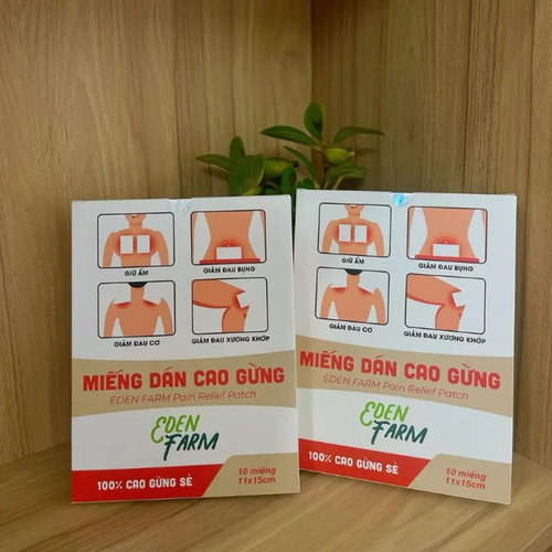 Miếng dán cao gừng Eden Farm – Giảm đau mỏi cổ vai gáy, giữ ấm cơ thể – Hộp 10 miếng 11×15cm