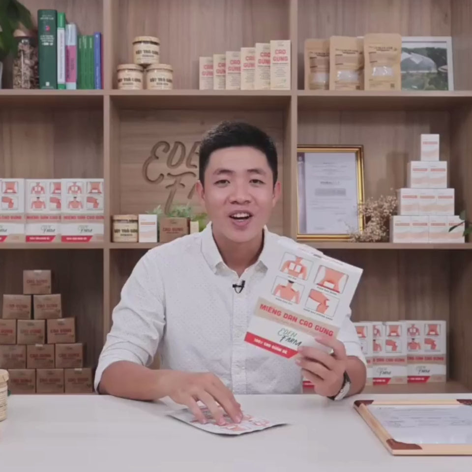 Miếng dán cao gừng Eden Farm – Giảm đau mỏi cổ vai gáy, giữ ấm cơ thể – Hộp 10 miếng 11×15cm